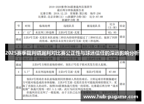 2025赛季裁判错漏判对比赛公正性与球迷信任的深远影响分析 2025赛季裁判错漏判对比赛公正性与球迷信任的深远影响分析
